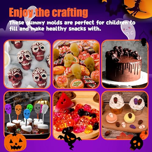 3 Pack Halloween Gummy Skull Candy Molds Silicone (150 Cavities)