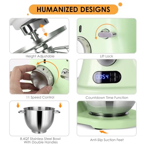 8.4QT Commercial Stand Mixer 800W with Aluminum Die Casting Meets the Standard of NSF