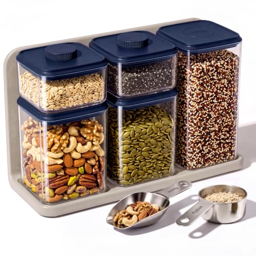 Glass Airtight Food Storage Containers with Pop Lids (5 Count)
