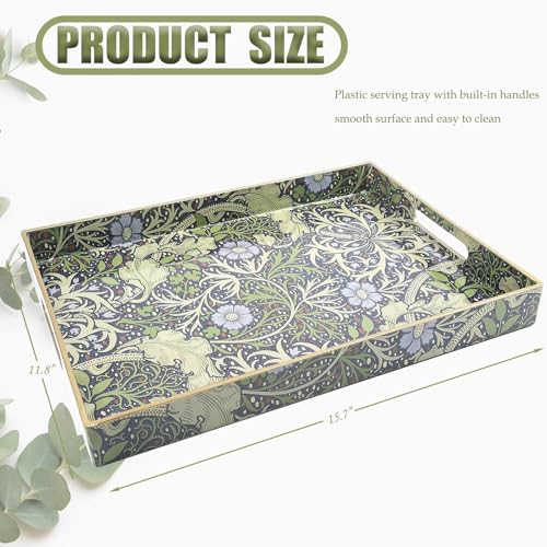 Plastic Serving Tray with Handles for Coffee Table