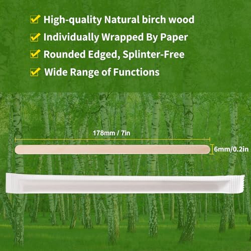 500pcs Individually Wrapped Coffee Stirrers Wood