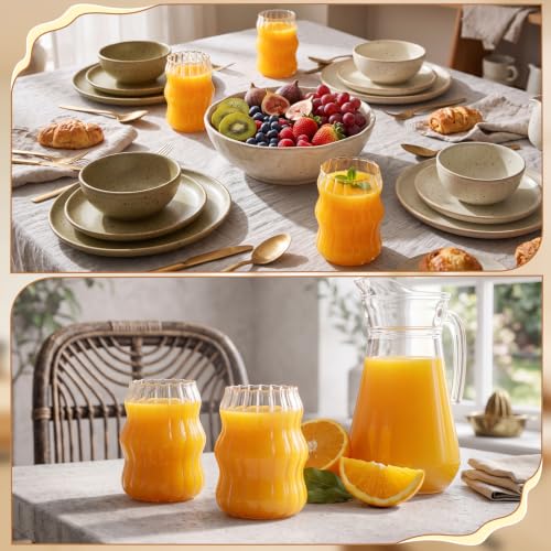 8 Pcs Ribbed Glass Cups (24 Count)