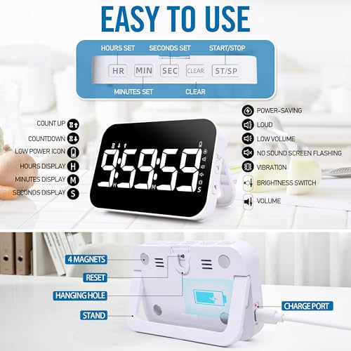 Kitchen Timer （1.5" Number） 10 RGB Color Changing Digital Magnetic Timer