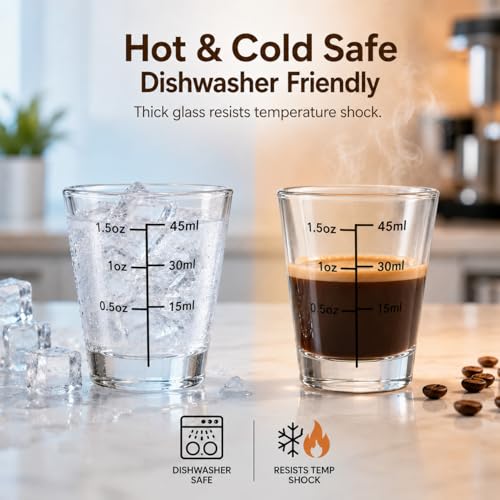 Shot Glasses Measuring Cup Set 12 Pack Espresso Shot Glasses Liquid Heavy Glass (12 Count)