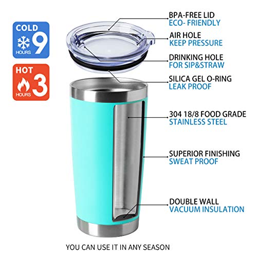 20oz Tumblers Bulk Stainless Steel Cup with Lid Double Wall Vacuum Insulated Coffee Mug for Cold & Hot Drinks 8 Pack (8 Count)