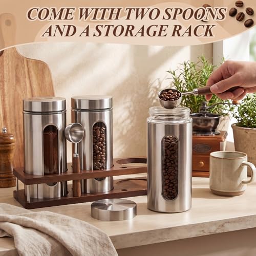 Stainless Steel Coffee Grounds Canisters Container with Shelf (3 Count)