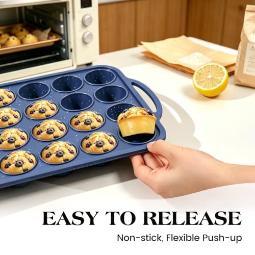 24 Cup Silicone Muffin Pan with Metal Reinforced Frame