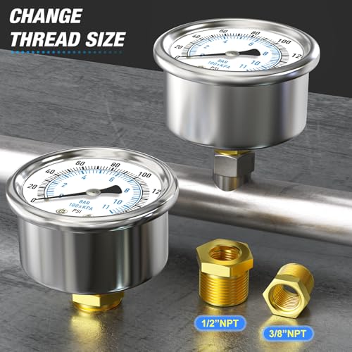 0~160Psi Dry Pressure Gauge Stainless Steel 1