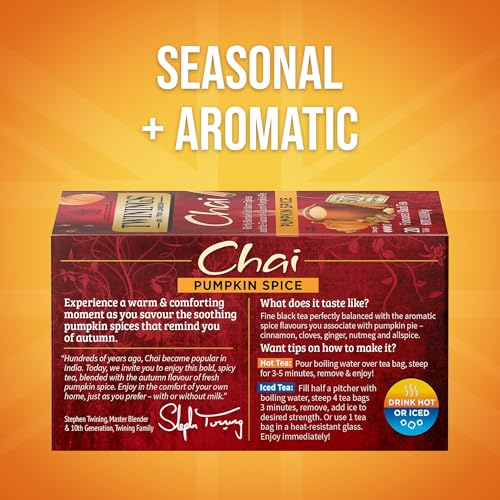 Pumpkin Spice Chai Black Tea Individually Wrapped Bags (20 Count)