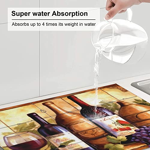 Large Dish Drying Mats For Kitchen Counter Microfiber Kitchen Drying Mat XL Draining Pad Absorbent Quick Drying Dish Mat 18x24 Inch