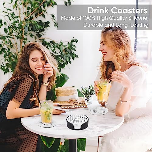 6 Pack Rubber Coasters for Drink with Holder