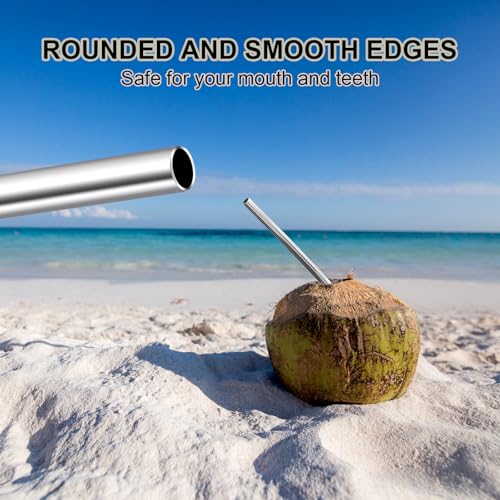 Stainless Steel Straws Metal Reusable Drinking Straw for Juice Iced Coffee Cold Beverage Water Highball Glasses 12 (8 Count)