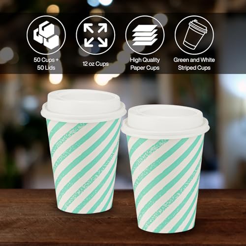 Disposable Coffee Cups with Lids (50 Count)