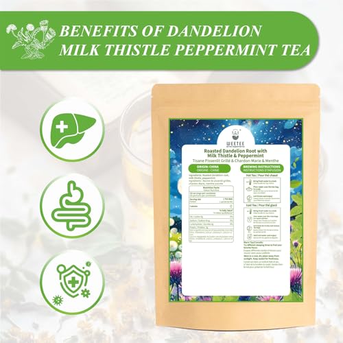 Roasted Dandelion Root Tea with Milk Thistle and Peppermint 50ct (50 Count)