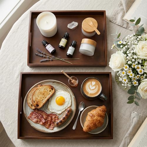 Bamboo Serving Tray with Handles (2 Count)