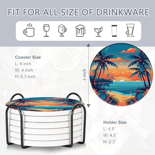 Drink Coasters Set of 6 with Holder