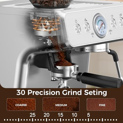 15 Bar Espresso Machine with Grinder & Milk Frother