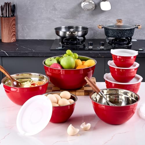 Red Mixing Bowls With Airtight Lids