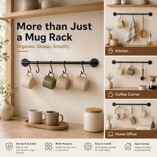 Coffee Mug Holder Wall Mounted (3 Count)