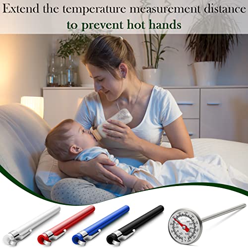 4 Pieces Stainless Steel Kitchen Pocket Thermometer Immediate Read 1 Inch Dial Food Thermometer with 4 Pcs Sleeves for Milk Frothing Oven Meat Cooking Probe Water Grill Coffee BBQ (4 Count)