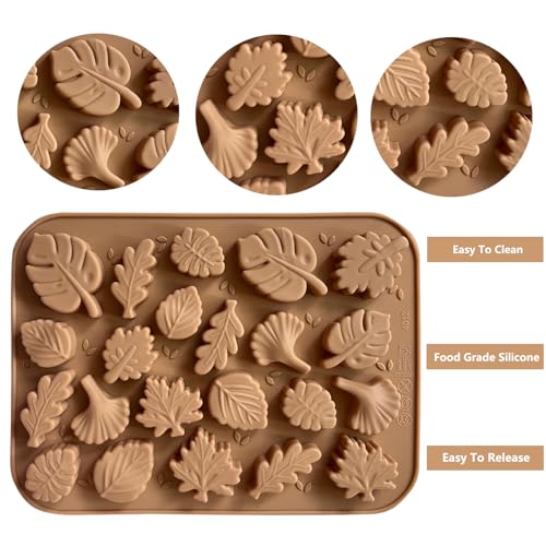 2PCS Mini Leaf Chocolate Mold Fall Chocolate Molds (2 Count)