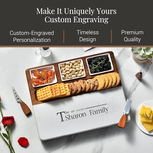 Wood Marble Cheese Board Set