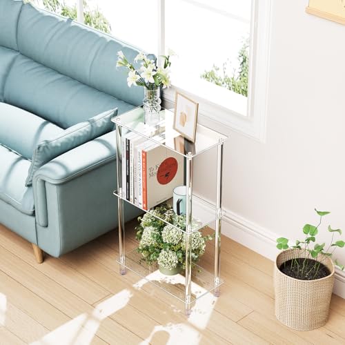 Clear Acrylic Narrow Side Table Set of 2 for Small Spaces (2 Count)