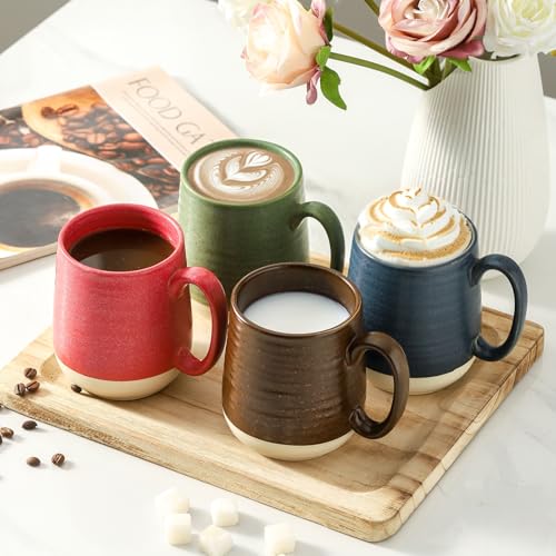 15 Ounce Porcelain Coffee Mugs Set of 4 with Large Handle Perfect for Coffee (4 Count)