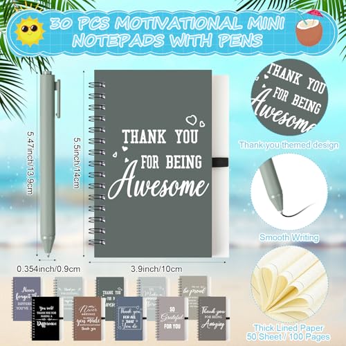 90 Pcs Employee Appreciation Gifts Bulk 24 oz Thank You Tumbler with Lid and Straw Mini Spiral Notebooks and Pens Appreciation Gifts for Team Employee Coworkers Teacher (90 Count)
