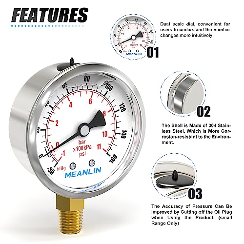 30inHG~160Psi Stainless Steel 1