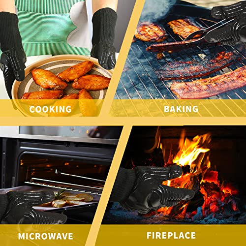 BBQ Gloves 1472°F Heat Resistant Fireproof Silicone Oven Mitts (10.5822 Ounce)