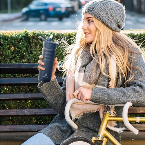 24oz Insulated Stainless Bottle with 2 Leakproof Lids