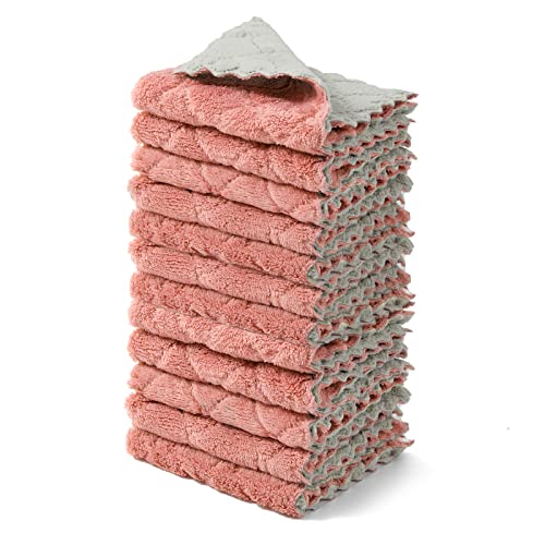 12 Pack Microfiber Dish Cloths for Kitchen Washing Dishes (12 Count)