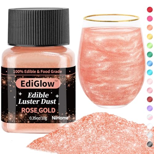 Edible Food Grade Glitter Powder Glimmer Luster Dust Metallic Fancy Food Decorating Sprinkle Glimmery Dust for Drink Wine Beverage Cake Bakery Vegan Allergen