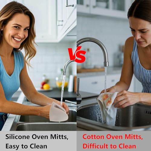 Silicone Oven Mitts Heat Resistant Pot Holders for Kitchens (6 Count)