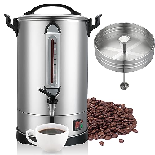 Commercial Coffee Maker 100 Cup Large Coffee Urn 4 Gallon 16L Industrial Coffee Dispenser 1300W Quick Brew Dual Wall Stainless Steel Hot Water Urn & Tea Maker for Catering