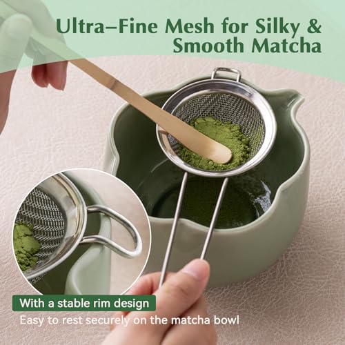 Matcha Set 8Pcs Floral Ceramic Matcha Kit with Matcha Whisk