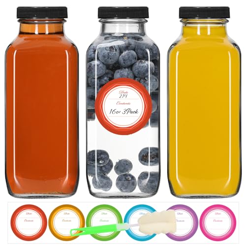 16oz Glass Juice Bottles 3 (3 Count)