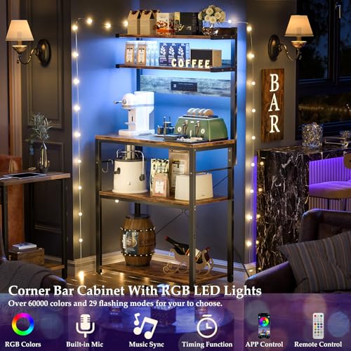 Bakers Rack with Power Outlet & RGB LED