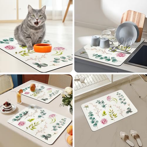 Rose Dish Drying Mat 24"x16"