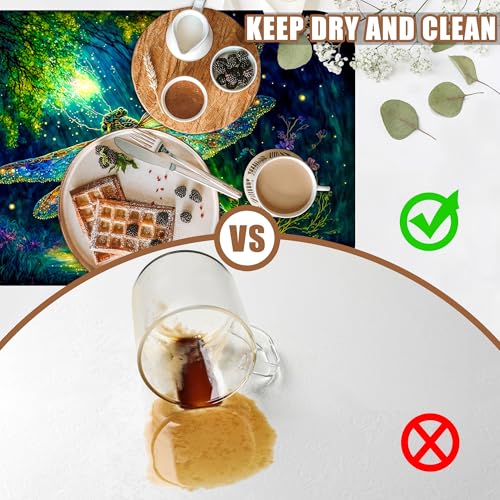 Magic Dragonfly in Forest Coffee Mat Absorbent Dish Drying Mat for Kitchen Counter Hide Stain Rubber Backed Coffee Bar Accessories Fit Under Espresso Machine Cafe Table