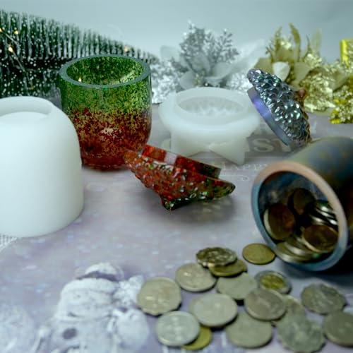 Christmas Pinecone Jar Silicone Mold with Lid