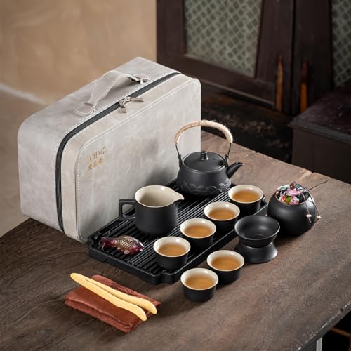15 Piece Gongfu Tea Set with Tea Tray & Color (8 Ounce)