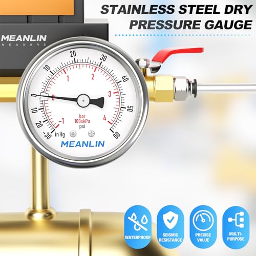 30inHG~60Psi Vacuum Gauge Stainless Steel 1