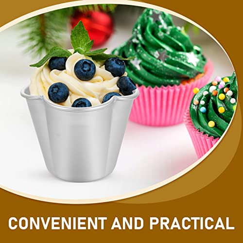 6Pcs Pudding Molds Aluminum Baking Cups Cupcake Mould Muffin Tin Nonstick Pudding Pan Egg Tart Molds Baking Tool for Kitchen Mini Pie Tins