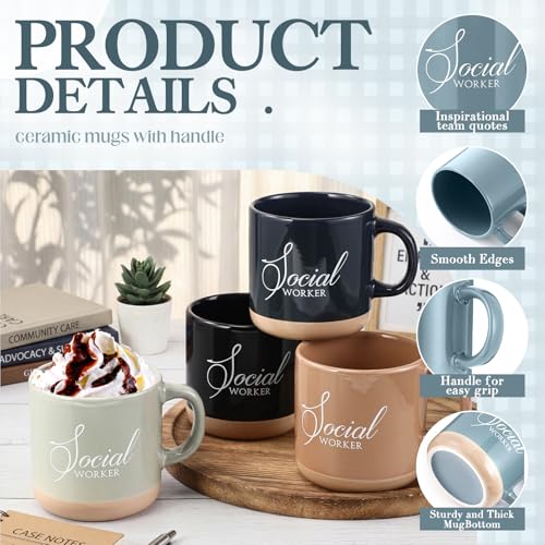 10 Pcs Social Worker Appreciation Gifts Bulk 13 oz Ceramic Coffee Mugs Thank You Cups Social Worker Graduation Gift for BSW MSW DSW LCSW Must Haves Office Work (10 Count)