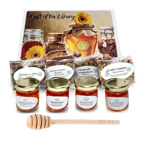 C&J Farms Texas Gourmet Artisan Seasonings A Gift of Tea and Honey Gift Set (16 Ounce)