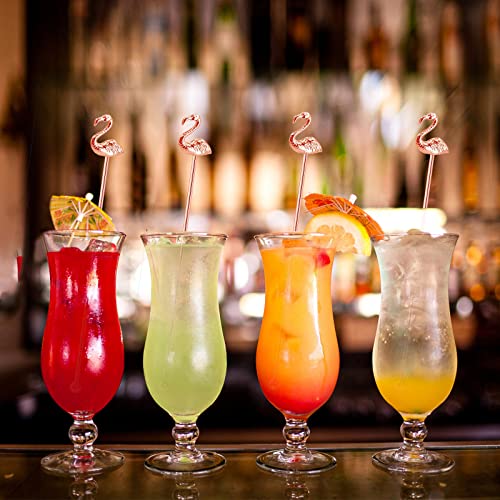 4 Pcs Flamingo Cocktail Stirrers Swizzle Sticks Stainless Steel 7.28" Coffee Stir Sticks with Decor Top for Mixing Cocktail