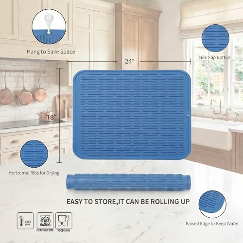 Silicone Dish Drying Mat for Multiple Usage
