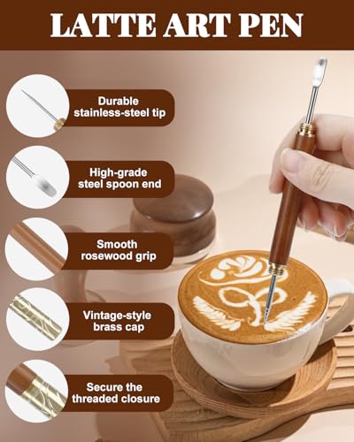 1PCS Latte Art Pen with Rosewood Handle